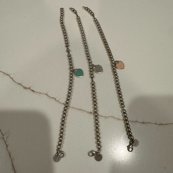 Tiffany & Co. Gold Beaded Bracelets with Heart Charms - Picture 3 of 4